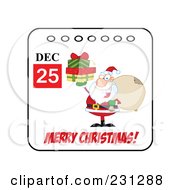 Royalty Free RF Clipart Illustration Of A Merry Christmas December 25th Santa Calendar