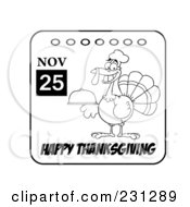 Royalty Free RF Clipart Illustration Of A Royalty Free RF Clipart Illustration Of A Happy Thanksgiving November 25th Calendar With A Turkey Bird 4