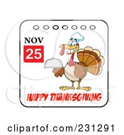 Royalty Free RF Clipart Illustration Of A Royalty Free RF Clipart Illustration Of A Happy Thanksgiving November 25th Calendar With A Turkey Bird 3