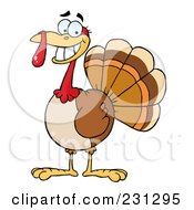 Poster, Art Print Of Happy Thanksgiving Turkey Bird Smiling