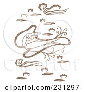 Royalty Free RF Clipart Illustration Of A Brown Mermaid Swimming by Cherie Reve