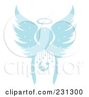 Poster, Art Print Of Blue Christmas Angel With A Crescent Moon And Stars