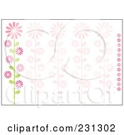 Poster, Art Print Of Pink And Green Horizontal Daisy Floral Border Background