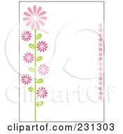 Poster, Art Print Of Pink And Green Vertical Daisy Floral Border Background