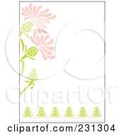 Poster, Art Print Of Pink And Green Vertical Floral Border Background