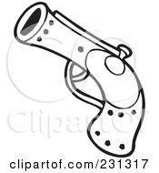 Royalty Free RF Clipart Illustration Of A Coloring Page Outline Of A Pirate Gun