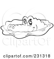 Royalty Free RF Clipart Illustration Of A Coloring Page Outline Of An Alligator