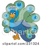 Royalty Free RF Clipart Illustration Of A Happy Peacock by visekart