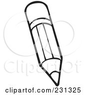 Royalty Free RF Clipart Illustration Of A Coloring Page Outline Of A Pencil by visekart