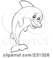 Royalty Free RF Clipart Illustration Of A Coloring Page Outline Of A Dolphin