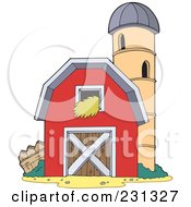 Royalty Free RF Clipart Illustration Of A Barn And Silo Granary by visekart