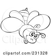 Royalty Free RF Clipart Illustration Of A Coloring Page Outline Of A Happy Bee