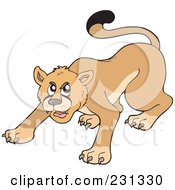 Poster, Art Print Of Royalty-Free Rf Clipart Illustration Of An Aggressive Cougar