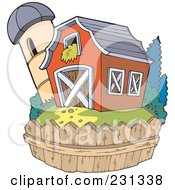 Poster, Art Print Of Fence Around A Barn And Silo Granary