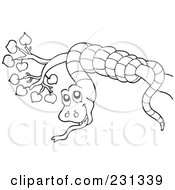 Royalty Free RF Clipart Illustration Of A Coloring Page Outline Of A Snake In A Tree
