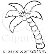Royalty Free RF Clipart Illustration Of A Coloring Page Outline Of A Palm Tree