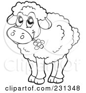 Royalty Free RF Clipart Illustration Of A Coloring Page Outline Of A Barnyard Sheep