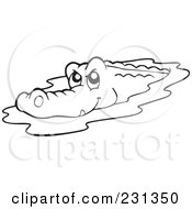Royalty Free RF Clipart Illustration Of A Coloring Page Outline Of A Crocodile by visekart