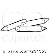 Royalty Free RF Clipart Illustration Of A Coloring Page Outline Of Colored Pencils by visekart