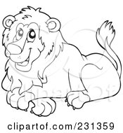 Royalty Free RF Clipart Illustration Of A Coloring Page Outline Of A Happy Lion