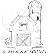 Poster, Art Print Of Coloring Page Outline Of A Barnyard Granary