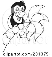 Poster, Art Print Of Coloring Page Outline Of A Toucan In A Palm Tree