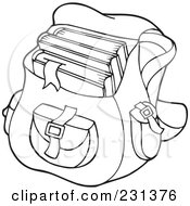Royalty Free RF Clipart Illustration Of A Coloring Page Outline Of A School Bag