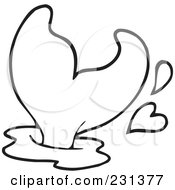Royalty Free RF Clipart Illustration Of A Coloring Page Outline Of A Breaching Whale Tail by visekart