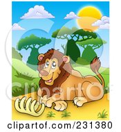 Royalty Free RF Clipart Illustration Of A Happy Lion With A Rib Cage