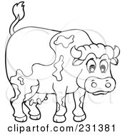 Poster, Art Print Of Coloring Page Outline Of A Barnyard Bull