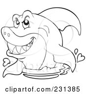 Royalty Free RF Clipart Illustration Of A Coloring Page Outline Of A Shark