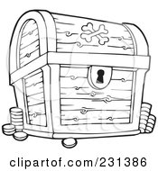 Poster, Art Print Of Coloring Page Outline Of A Treasure Chest