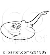 Royalty Free RF Clipart Illustration Of A Coloring Page Outline Of A Happy Ray by visekart