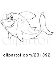 Poster, Art Print Of Coloring Page Outline Of A Mean Shark
