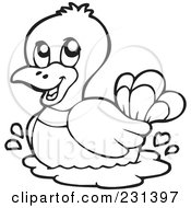 Royalty Free RF Clipart Illustration Of A Coloring Page Outline Of A Duck by visekart