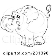 Royalty Free RF Clipart Illustration Of A Coloring Page Outline Of An Elephant