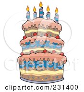 Royalty Free RF Clipart Illustration Of A Layered Birthday Cake