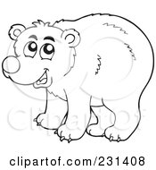 Royalty Free RF Clipart Illustration Of A Coloring Page Outline Of A Happy Bear