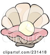 Royalty Free RF Clipart Illustration Of A Pink Oyster With A White Pearl by visekart