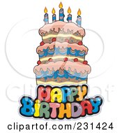 Poster, Art Print Of Happy Birthay Text Over A Cake - 2