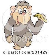 Royalty Free RF Clipart Illustration Of A Happy Monkey Holding A Banana