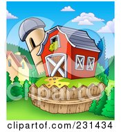 Poster, Art Print Of Silo Granary By A Red Barn - 2