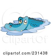 Poster, Art Print Of Blue Alligator