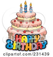 Poster, Art Print Of Happy Birthay Text Over A Cake - 1