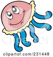 Royalty Free RF Clip Art Illustration Of A Pink Jellyfish by visekart