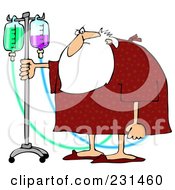 Royalty Free RF Clipart Illustration Of Santa Walking With An IV Stand