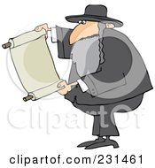 Poster, Art Print Of Rabbi Man Reading A Torah Scroll