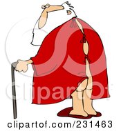 Royalty Free RF Clipart Illustration Of Santa Walking With A Cane His Butt Showing Through A Hospital Gown