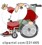 Royalty Free RF Clipart Illustration Of Santa Waving His Fist In Anger While Rolling His Wheelchair