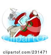 Poster, Art Print Of Santa On A Sinking Boat